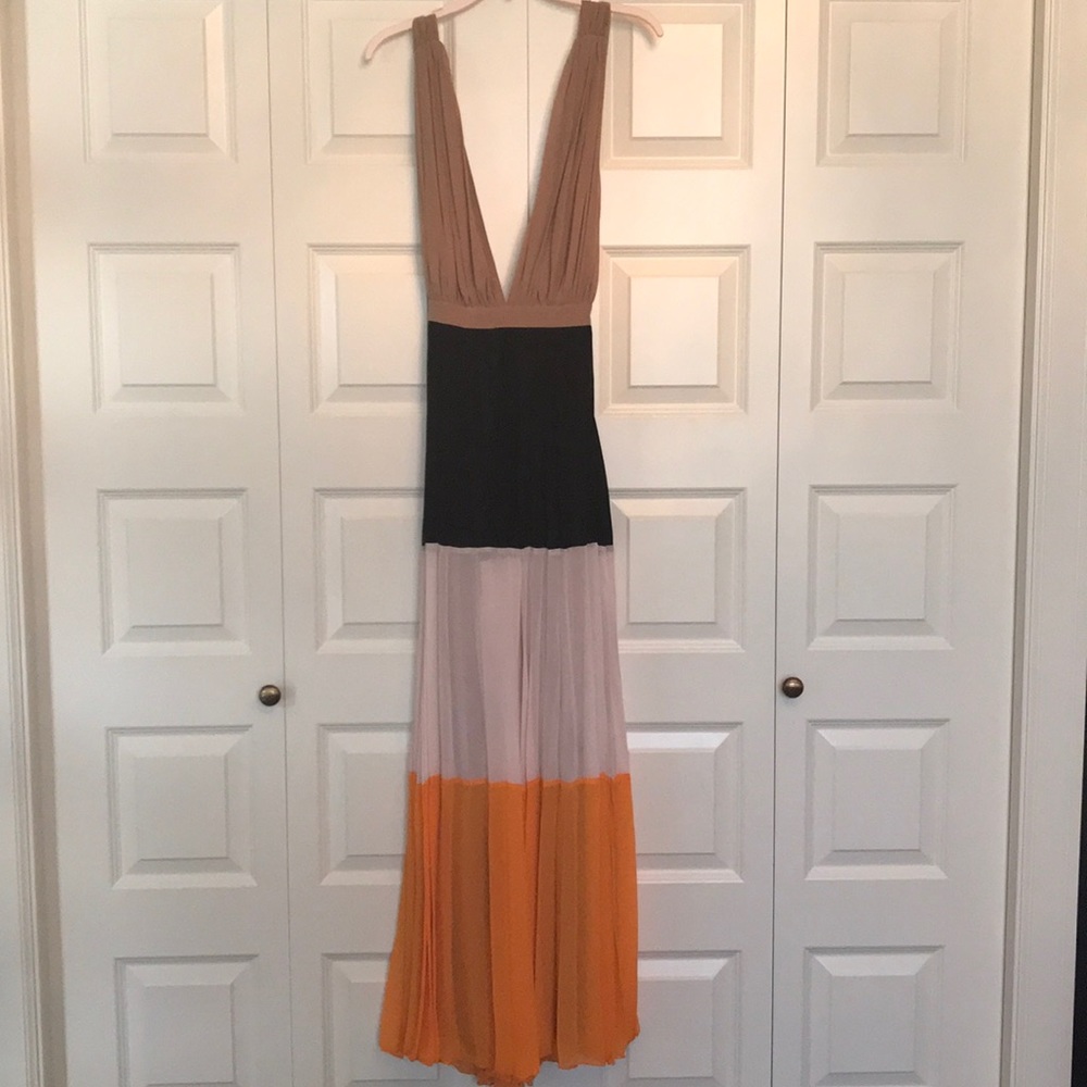 NWT Women’s Asos Deep V Maxi Colorblock Sz 0 Dress